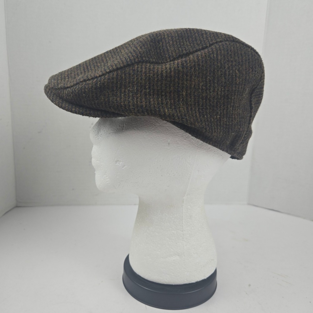 Cremieux Flat Cap Wool Blend Herringbone Brown S/M Ivy Newsboy Driving Hat